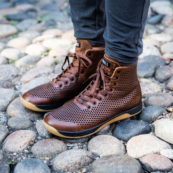 High Top Coffee Leather Trainer