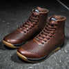 High Top Coffee Leather Trainer