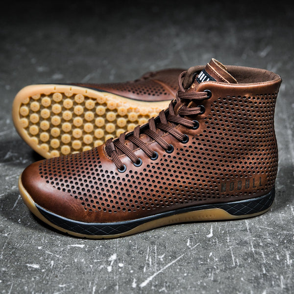 High Top Coffee Leather Trainer