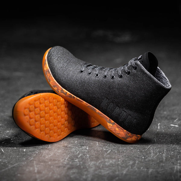 High-Top Black Heather Orange Trainer